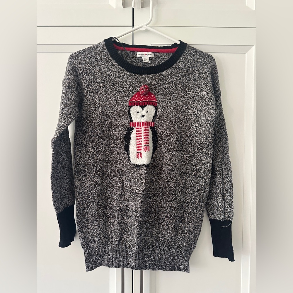 Cozy Black and Gray Penguin Sweater